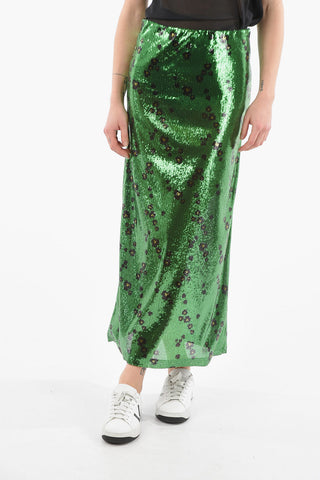 All Over Sequined Animal Patterned Pencil Skirt