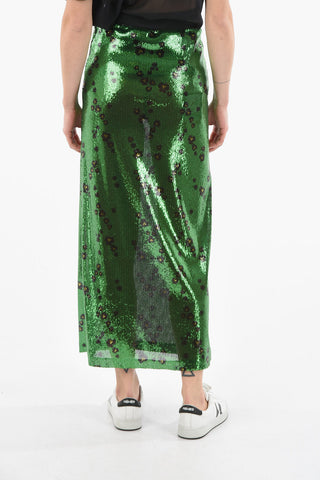 All Over Sequined Animal Patterned Pencil Skirt
