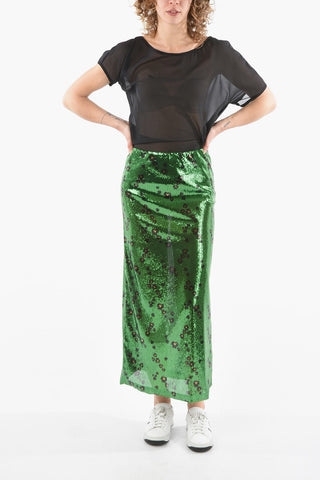 All Over Sequined Animal Patterned Pencil Skirt