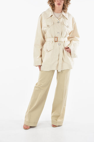 Overshirt Militare in Misto Lino con Cintura