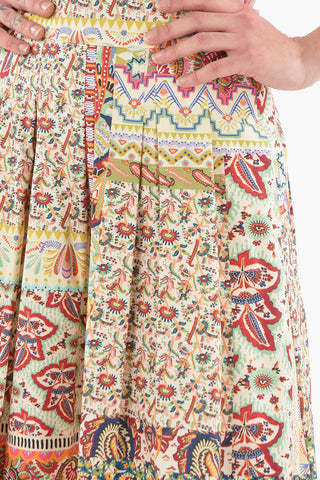 Cotton-poplin Pleated Skirt in Iconic Paisley Motif