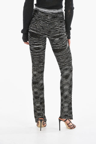 Viscose-blend Knit Flared Pants with Sequins