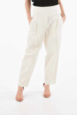 Pantaloni Daisy a Gamba Diritta e Vita Alta con Banda