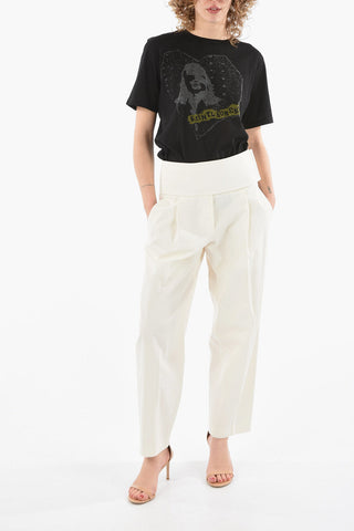 Pantaloni Daisy a Gamba Diritta e Vita Alta con Banda
