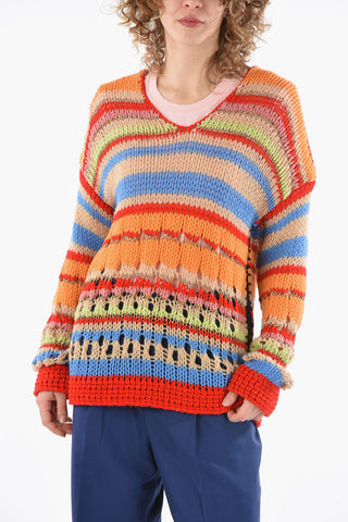 Maglia in Misto Lana Crochet con Dettagli Cut-out