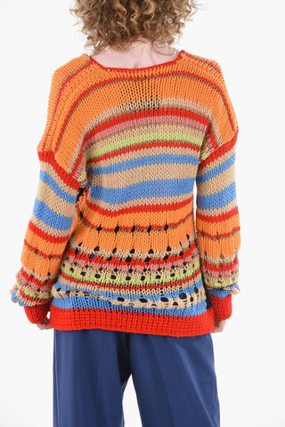 Maglia in Misto Lana Crochet con Dettagli Cut-out