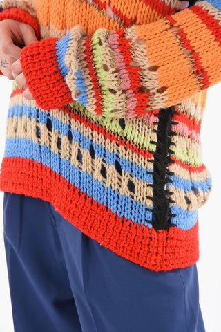 Maglia in Misto Lana Crochet con Dettagli Cut-out
