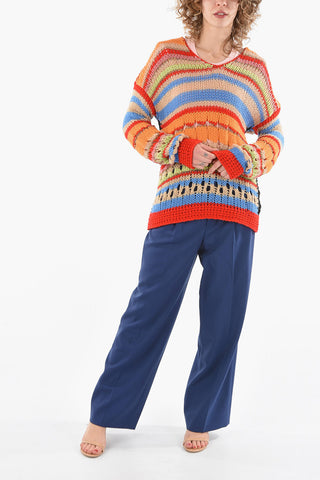 Maglia in Misto Lana Crochet con Dettagli Cut-out