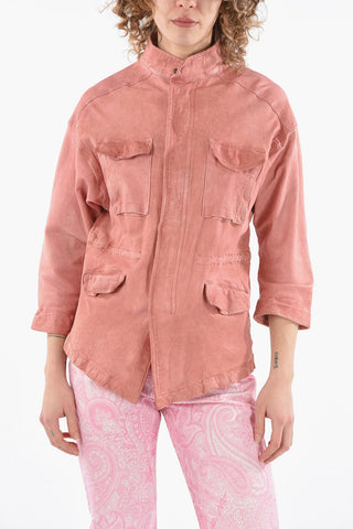 Creased Effect Lambskin Multipocket Jacket