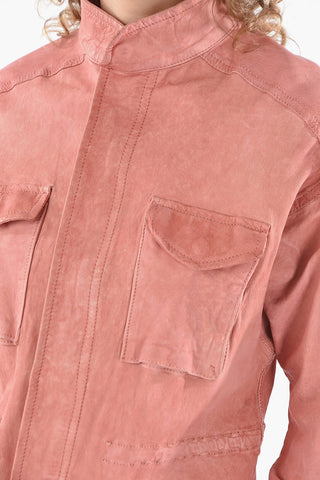 Creased Effect Lambskin Multipocket Jacket
