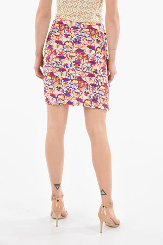 Viscose-Satin Miniskirt Detailed with Buttons