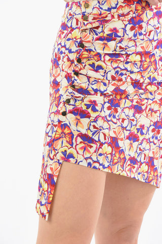 Viscose-Satin Miniskirt Detailed with Buttons