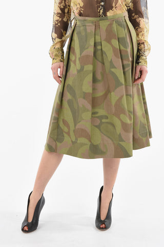 Camouflage Motif CHINÈ Flared Midi Skirt