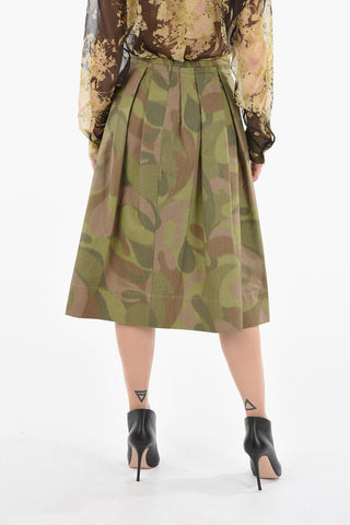 Camouflage Motif CHINÈ Flared Midi Skirt