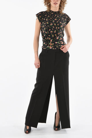 Top in Satin di Viscosa con Stampa PLUIE DE ROSES a Dettaglio Anello