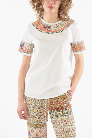 Cotton-poplin Blouse with Paisley-motif Bands