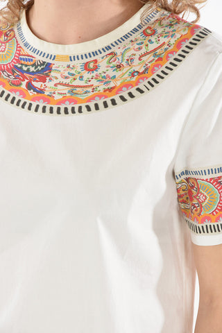 Cotton-poplin Blouse with Paisley-motif Bands