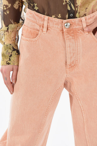 Jeans Sfrangiati a Vita Bassa con Bottone di Metallo 19cm