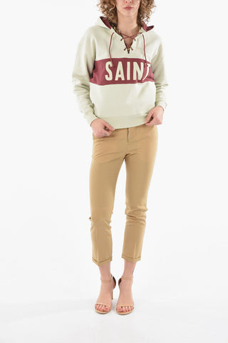 Fleeced-cotton Hoodie with Laces Detail