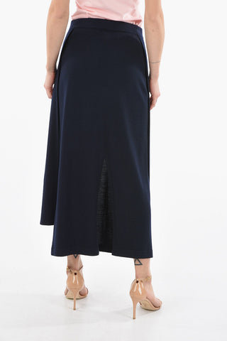 Wool Long Trompe L'oeil Skirt
