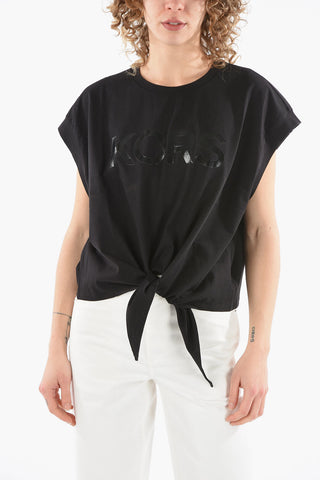 MICHAEL Logo Printed T-shirt with Front Knot Detail