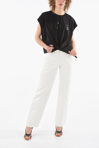MICHAEL Logo Printed T-shirt with Front Knot Detail