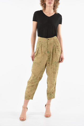 Pantaloni a Vita Alta PSYCHE in Cotone a Doppia Pince