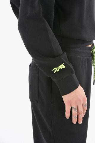 VICTORIA BECKHAM Cropped Jumper with Cowl Neck and Back Embroidered Logo