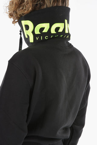 VICTORIA BECKHAM Cropped Jumper with Cowl Neck and Back Embroidered Logo