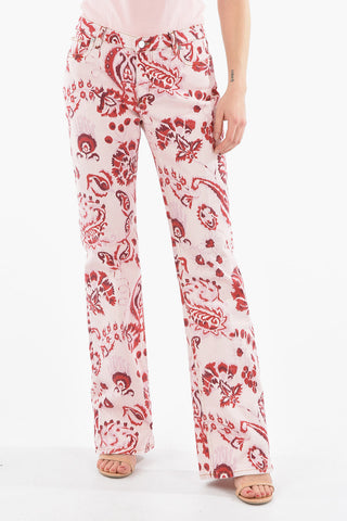 Wide-leg Denims in Iconic Paisley Motif 26cm
