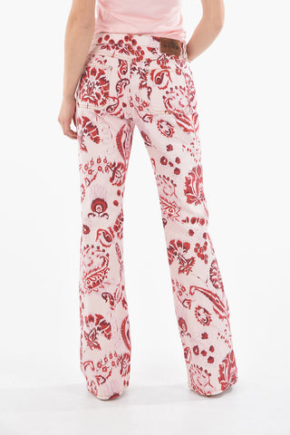 Wide-leg Denims in Iconic Paisley Motif 26cm