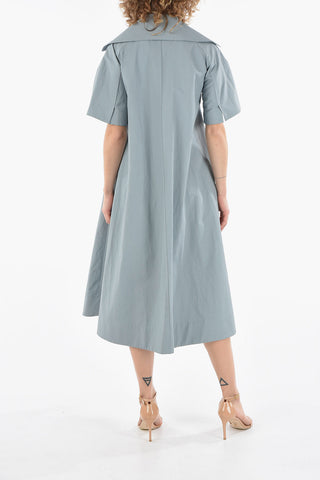 Coated Linen and Cotton Dress with Full Zip