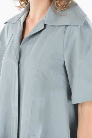 Coated Linen and Cotton Dress with Full Zip