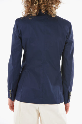 Cotton-poplin Unlined Single-breasted Blazer with Logoed Buttons