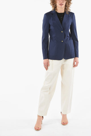 Cotton-poplin Unlined Single-breasted Blazer with Logoed Buttons