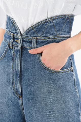 Shorts 3 Tasche in Denim a Vita Alta