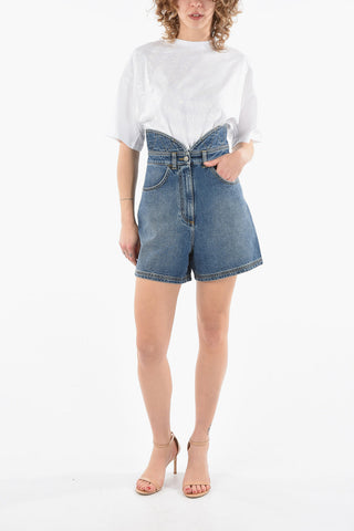 Shorts 3 Tasche in Denim a Vita Alta