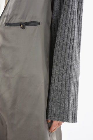 ARTISANAL Knitted Sleeve Satin Cardigan