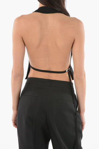 Denim MONIQUE Cropped Waistcoat with Open-back