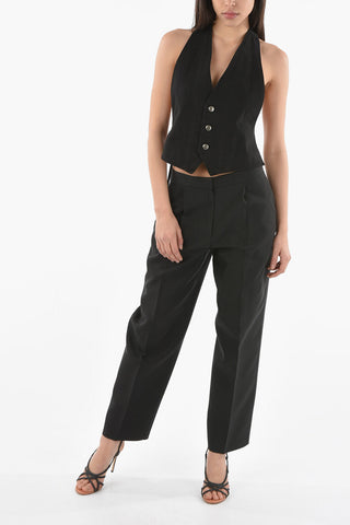 Denim MONIQUE Cropped Waistcoat with Open-back