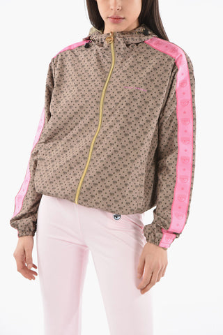 Hooded Windbreaker With Logoed Contrasting Bands