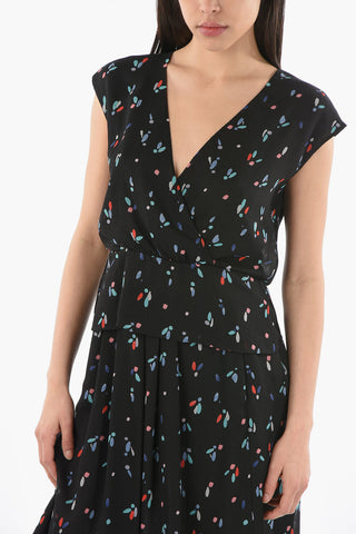 EMPORIO Top Smanicato con Scollo a V in Tessuto Effetto Crepe