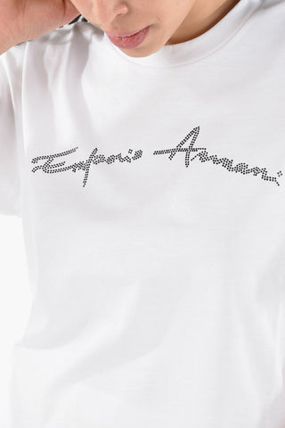 EMPORIO Crew-neck T-shirt with Contrasting Glitter Logo