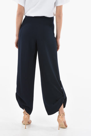 EMPORIO Textured-woven Wide-leg Pants with Ankle-straps Detailing