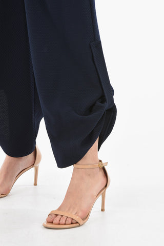 EMPORIO Textured-woven Wide-leg Pants with Ankle-straps Detailing