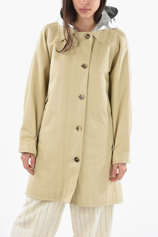 Single-breasted Trench Coat with Metallized-woven Hood
