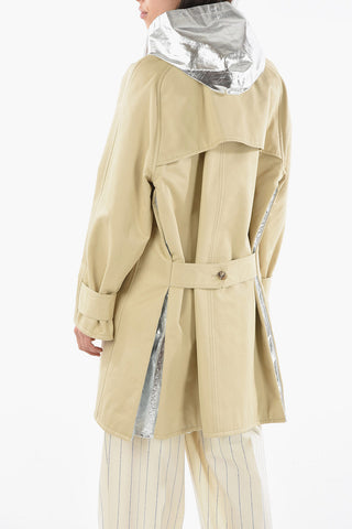 Single-breasted Trench Coat with Metallized-woven Hood