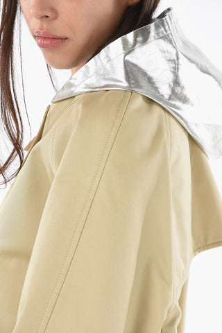 Single-breasted Trench Coat with Metallized-woven Hood