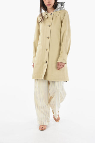 Single-breasted Trench Coat with Metallized-woven Hood
