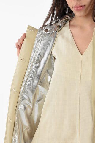 Single-breasted Trench Coat with Metallized-woven Hood